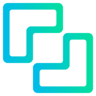 Abstract image of two city blocks in green and blue as the logo of Block Party