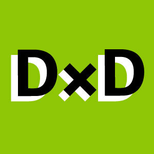 Data Through Design Logo, the letters DxD on a lime green background